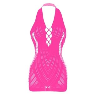 Plus Size Lingerie Mini Dress #177 Hot Pink